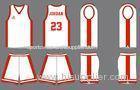 Custom White / Red Sublimated Basketball Uniforms Silk Screen