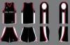 XS - 5XL White / Red / Black Sublimated Basketball Uniforms Regular Fit Polyester