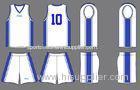 Breathable Embroidery White / Blue Sublimated Basketball Uniforms Ultra Wick Pro Style