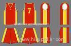Custom Red / Yellow Pro Mesh Sports Uniform Sublimated Basketball Uniforms Quick Dry