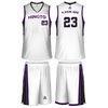 White / Purple / Black Unisex Sublimated Basketball Uniforms Heat Transfer