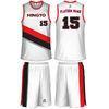 Embroidery White / Red / Black Unisex Sublimated Basketball Uniforms Light Weight