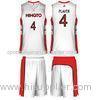 White / Red College Sublimated Basketball Uniforms Pro Mesh Fabric Quick Dry