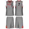 OEM Gray Panels Silk Screen Sublimated Basketball Uniforms Quick Dry