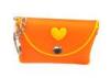 Orange Rubber Silicone Handbag / Makeup Bag For Girls With Key Ring
