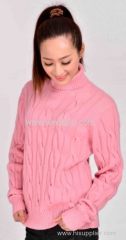 pink chunky cashmere turtleneck