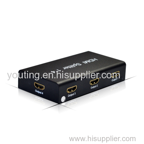 mini 4 port hdmi video splitter to 4 TV black case