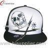 White Skull Flat Embroidery Hip Hop Caps With Black Peak 0840