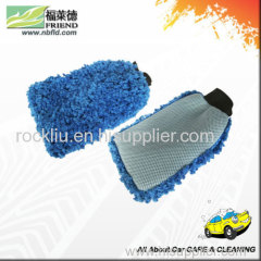 Microfiber wash mitt ;microfiber plush wash mitt ; cleaning glove ; long pile microfiber chenille car wash mitt;