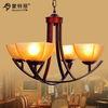 4 Light Simple Vintage Antique Modern Metal Chandelier with Art Glass