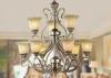 Decorative 9 Light Large Wrought Iron Chandelier Italian Retro Style with Metal and glass