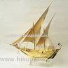 Business gift pure Golden Ship Model with with Zinc alloy / K9 crystal base