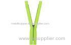 # 5 Green PVC Coated Waterproof Zippers With Antique Silver Teeth For Clothing