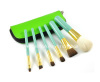 Green makeup brush set