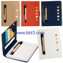 Promotional eco-friendly sticky notes pad with ballpoint pen