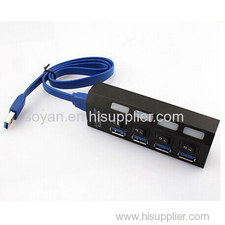 USB 3.0 Hub 4 Ports Super Speed 5Gbps for PC laptop with on/off switch