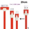 Flat 3 in 1 Cable Sync Data Charger Cable