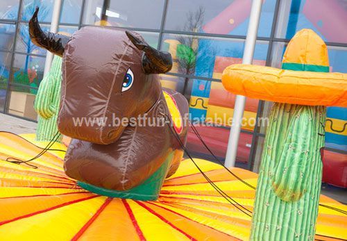 Adult inflatable bull rodeo