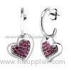 OEM / ODM custom 925 sterling silver dangle earrings with heart shaped CZ