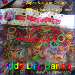 kids promotion gifts silicone colorful rainbow loom DIY bands