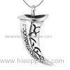 Engraved horn shape solid silver heavy rock punk pendants for unisex