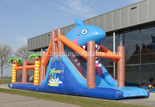 Inflatable shark adventure obstacle sport games