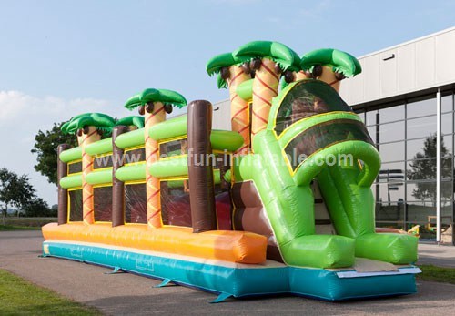 Inflatable wipe out ball obstacle course