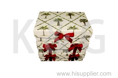 Rectangle Flap Lid Paper Box Set Coconut Tree