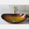 glass basin vanity with bathroom mirror