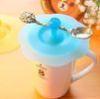 china supplier silicone cup cover with spoon holder any pantone colors are available