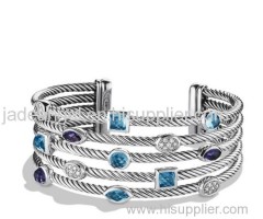 925 sterling silver bracelet blue confetti five row bracelet
