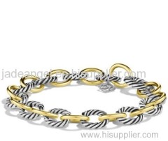 sterling silver oval link gold bracelet 925 silver jewelry