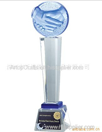 hot-sell lead crystal trophy/win cooperation liu li trophy