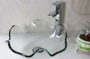 glass basin top with bathroom cabinet corner sink