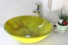 pedestal glass basin with glass mirror glass basin with siphone