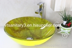 pedestal glass basin with glass mirror glass basin with siphone