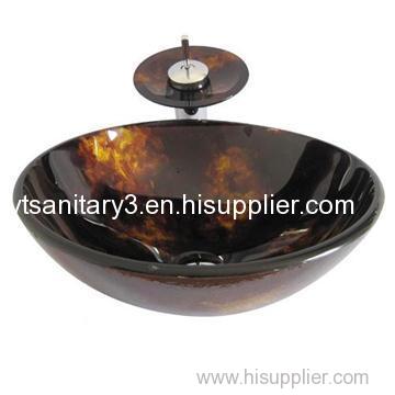 hand-painting color vessel sink foiled glass sink