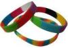 Colorful Segmented Silicone Wristband Bracelet , Silicone Rubber Bands