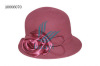 Pink wool felt cloche styel bucket hat with flower