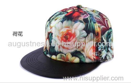 Oil Painting Lotus Printing Man / Boy Fashion Snapback Caps China