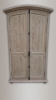 Chinese fir two-doors wardrobe with the top of the arc