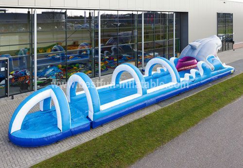 Inflatable shark water slide slip