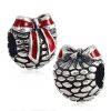 Sterling Silver Red Enamel Pinecone Christmas gift Charm Beads