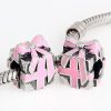 Sterling Silver Wrapped with Love with Pink Enamel Charm Beads