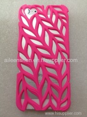 PC material cell phone case for Iphone4S (smooth surface leather olive branch style pink color)