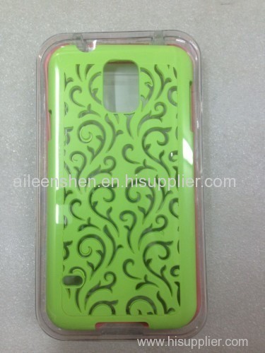 TPU material mobile phone case for Samsung S5(smooth surface palace flower style green color)