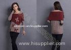 Red Bow Womens Pullover Sweaters Crew Neck , Jacquard sweater for Grils