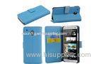 Blue Luxury Leather HTC Phone Cases Waterproof Cellphone Wallet Case