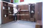 Light Walnut Vertical Wall Bed Space Saving With Bookshelf / Sofa / Malamine Finish