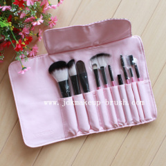 Pink makeup brush set with pink pouch